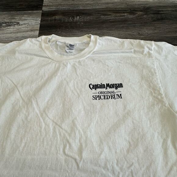 Vintage Y2k Captain Morgan Rum White Mens XL The Captain Was Here Pirate T-Shirt - Picture 4 of 9